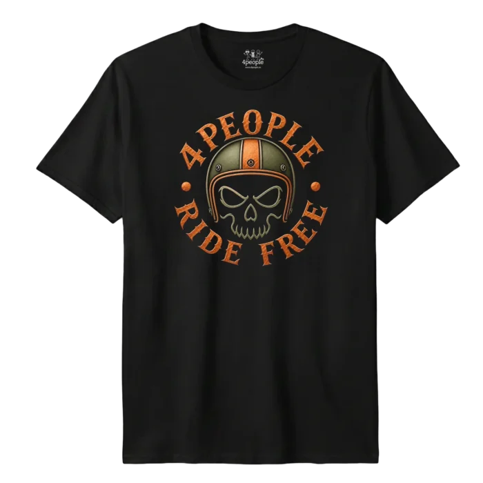 Camiseta Moto Negra Ride Free Skull Premium