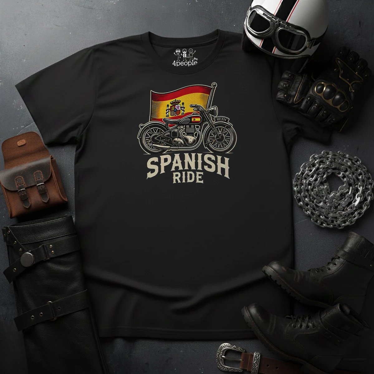 Camiseta biker negra Spanish Ride de 4People