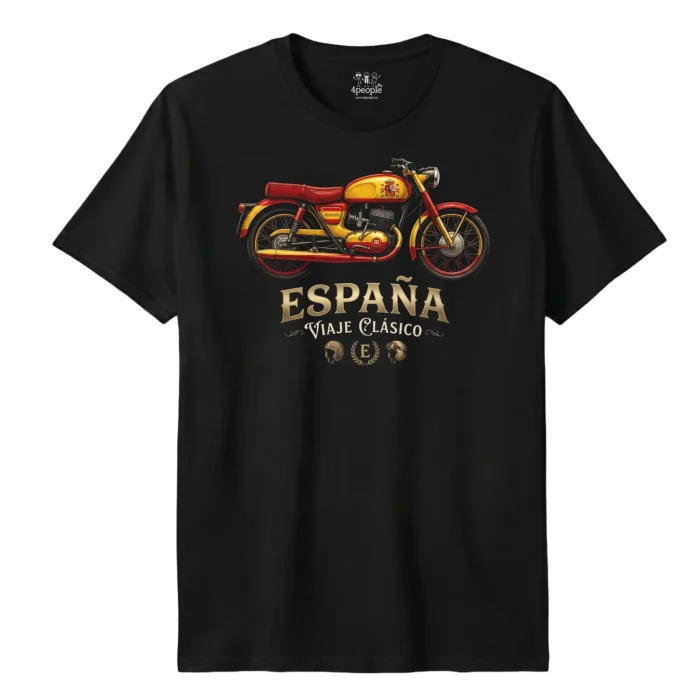Camiseta Moto Negra España Viaje Clásico